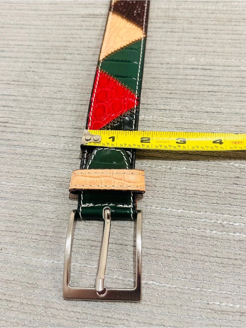Genuine Alligator Crocodile Patchwork Belt Made in Italy Vero Coccodrillo